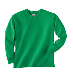 Gildan Youth Ultra Cotton Long Sleeve Tee - Dark/Color Green, Irish