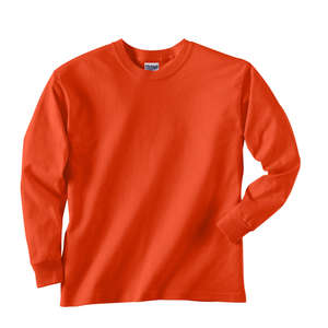 Gildan Youth Ultra Cotton Long Sleeve Tee - Dark/Color Orange