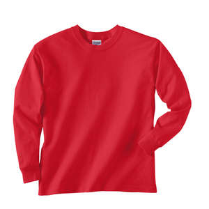 Gildan Youth Ultra Cotton Long Sleeve Tee - Dark/Color Red