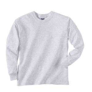Gildan Youth Ultra Cotton Long Sleeve Tee - Light/Heather Gray, Ash