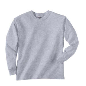 Gildan Youth Ultra Cotton Long Sleeve Tee - Light/Heather Gray, Sport