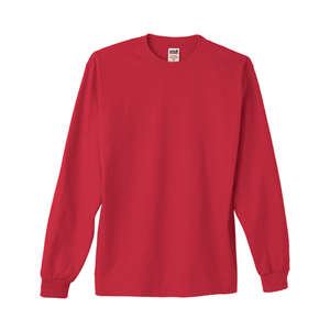 Anvil 100% Heavyweight Cotton Long Sleeve Tee - Dark/Color Red