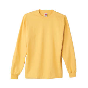 Anvil 100% Heavyweight Cotton Long Sleeve Tee - Dark/Color Yellow, Express