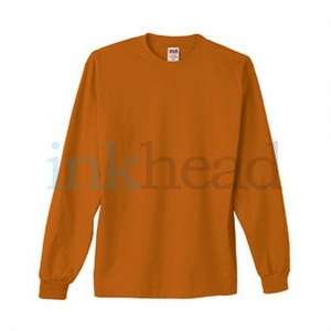 Anvil 100% Heavyweight Cotton Long Sleeve Tee - Dark/Color Orange, Texas