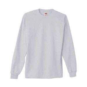 Anvil 100% Heavyweight Cotton Long Sleeve Tee - Light/Heather Gray, Ash