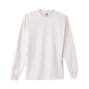Anvil 100% Heavyweight Cotton Long Sleeve Tee - White/Neutral White