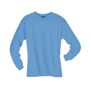Hanes Long Sleeve Beefy-T - Dark/Color Blue, Carolina