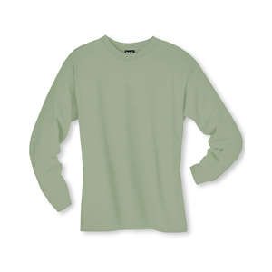 Hanes Long Sleeve Beefy-T - Dark/Color Green, Stonewashed