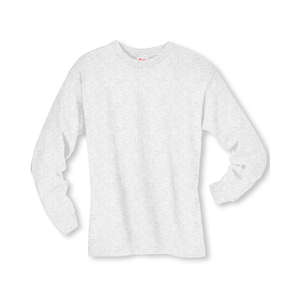 Hanes Long Sleeve Beefy-T - Light/Heather Gray, Ash