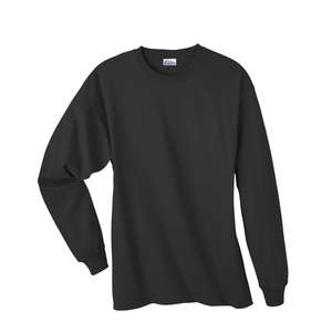 Hanes Heavyweight Cotton Long Sleeve Tee - Dark/Color Black
