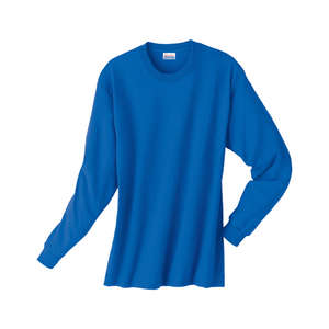 Hanes Heavyweight Cotton Long Sleeve Tee - Dark/Color Blue, Royal