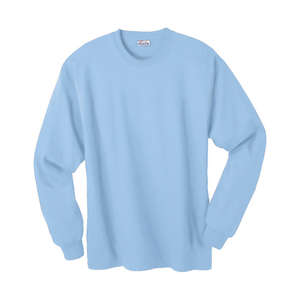 Hanes Heavyweight Cotton Long Sleeve Tee - Dark/Color Blue, Light