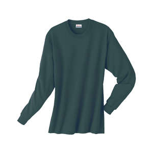 Hanes Heavyweight Cotton Long Sleeve Tee - Dark/Color Green, Deep Forest