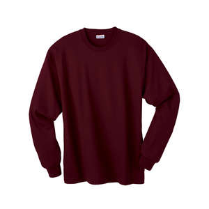 Hanes Heavyweight Cotton Long Sleeve Tee - Dark/Color Maroon