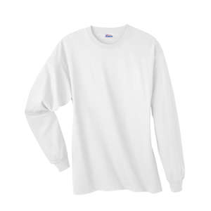 Hanes Heavyweight Cotton Long Sleeve Tee - White/Neutral White