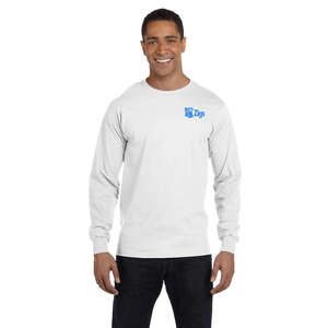 Custom Promotional Hanes Heavyweight Cotton Long Sleeve Tee - White/Neutral