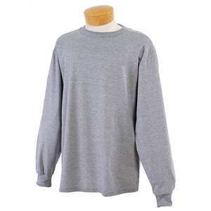 Jerzees Heavyweight Cotton Long Sleeve Tee - Light/Heather Gray, Light Oxford