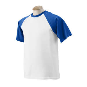 Jerzees 50/50 Contrast Raglan Sleeve Tee - Dark/All White/Blue, Royal