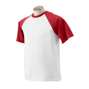 Jerzees 50/50 Contrast Raglan Sleeve Tee - Dark/All White/Red