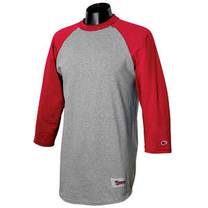 Champion Tagless Raglan Baseball Jersey - Dark/All Gray, Oxford/Scarlet