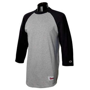 Champion Tagless Raglan Baseball Jersey - Dark/All Gray, Oxford/Black