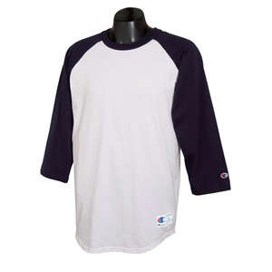Champion Tagless Raglan Baseball Jersey - Dark/All White/Blue, Navy