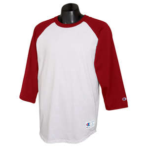 Champion Tagless Raglan Baseball Jersey - Dark/All White/Scarlet