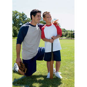 Anvil 3/4-Length Raglan Sleeve Baseball Tee - Light/Heather