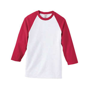 Anvil 3/4-Length Raglan Sleeve Baseball Tee - White/Neutral White/Red