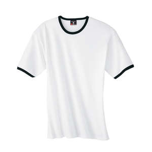 Hanes Beefy Ringer Tee - White/Neutral White/Black