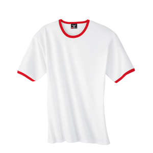 Hanes Beefy Ringer Tee - White/Neutral White/Red, Deep