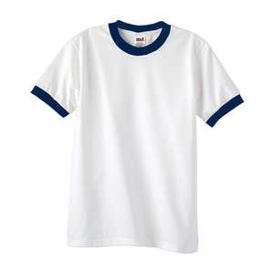 Anvil Youth Ringer Tee - White/Neutral White/Blue, Navy