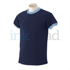 Gildan Cotton Ringer Tee - Dark/Color Blue, Navy/Blue, Light