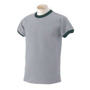 Gildan Cotton Ringer Tee - Light/Heather Gray, Sport/Green, Forest