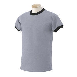 Gildan Cotton Ringer Tee - Light/Heather Gray, Sport/Black