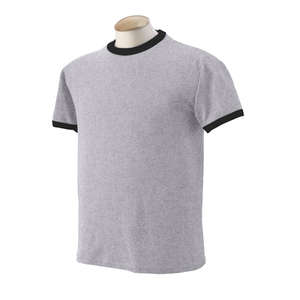 Jerzees 50/50 Short Sleeve Ringer Tee - Light/Heather Gray, Oxford/Black