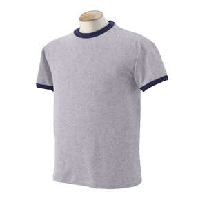 Jerzees 50/50 Short Sleeve Ringer Tee - Light/Heather Gray, Oxford/Blue, Navy