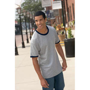 Custom Promotional Jerzees 50/50 Short Sleeve Ringer Tee - Light/Heather