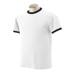 Jerzees 50/50 Short Sleeve Ringer Tee - White/Neutral White/Black