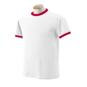Jerzees 50/50 Short Sleeve Ringer Tee - White/Neutral White/Red