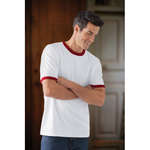 Personalized T-Shirts - Jerzees 50/50 Short Sleeve Ringer Tee - White/Neutral