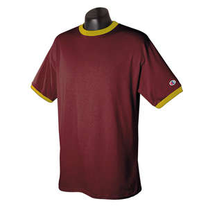 Champion Tagless Ringer Tee - Dark/Color Maroon/Gold