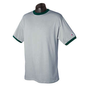 Champion Tagless Ringer Tee - Light/Heather Gray, Oxford/Green, Dark