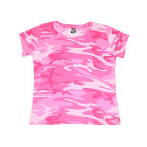 LA T Womens Fine Cotton Jersey Camouflage Tee - Dark/All Camouflage, Pink