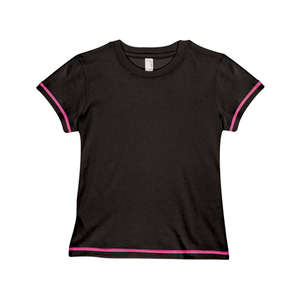 Anvil Womens Ringspun Semi-Sheer Tee - Dark/Color Black/Pink, Hot