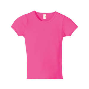 Anvil Ribbed Scoop Neck Tee - Dark/Color Pink, Hot