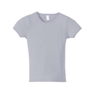 Anvil Ribbed Scoop Neck Tee - Dark/Color Gray, Heathered