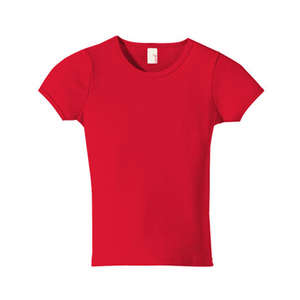 Anvil Ribbed Scoop Neck Tee - Dark/Color Red