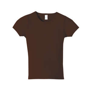 Anvil Ribbed Scoop Neck Tee - Dark/Color Chocolate