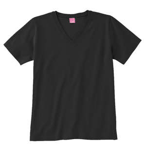 LA T V-Neck Cotton Tee - Dark/Color Black